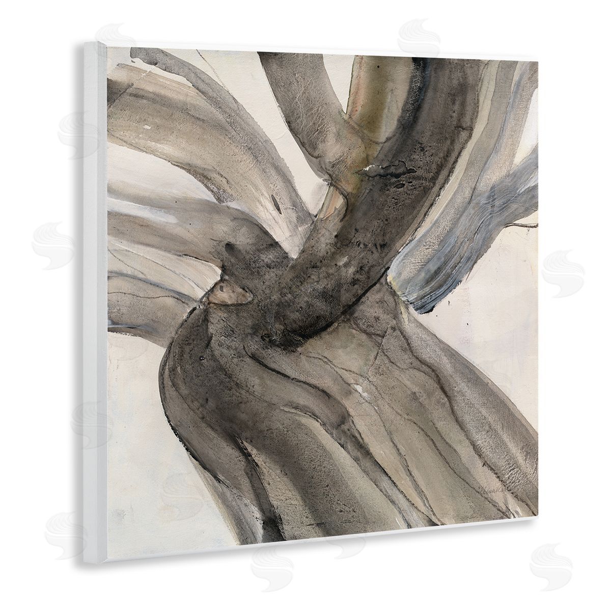 Albena Hristova Curved Coastal Driftwood Abstraction Neutral Brown Wall Plaque Art