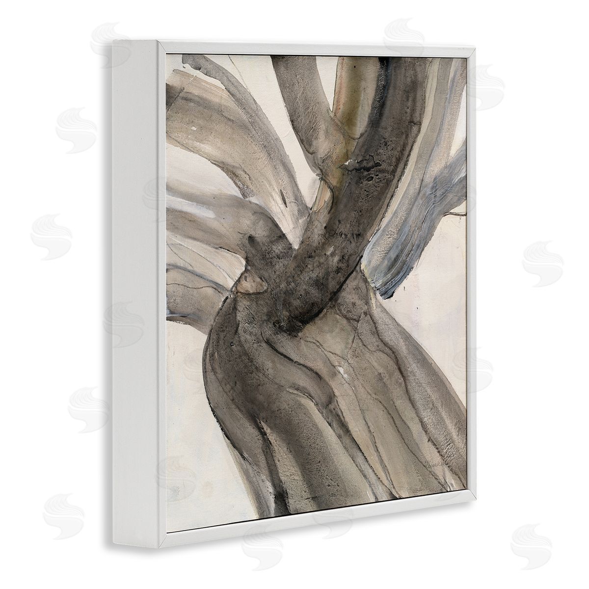 Albena Hristova Curved Coastal Driftwood Abstraction Neutral Brown White Framed Giclee Wall Art