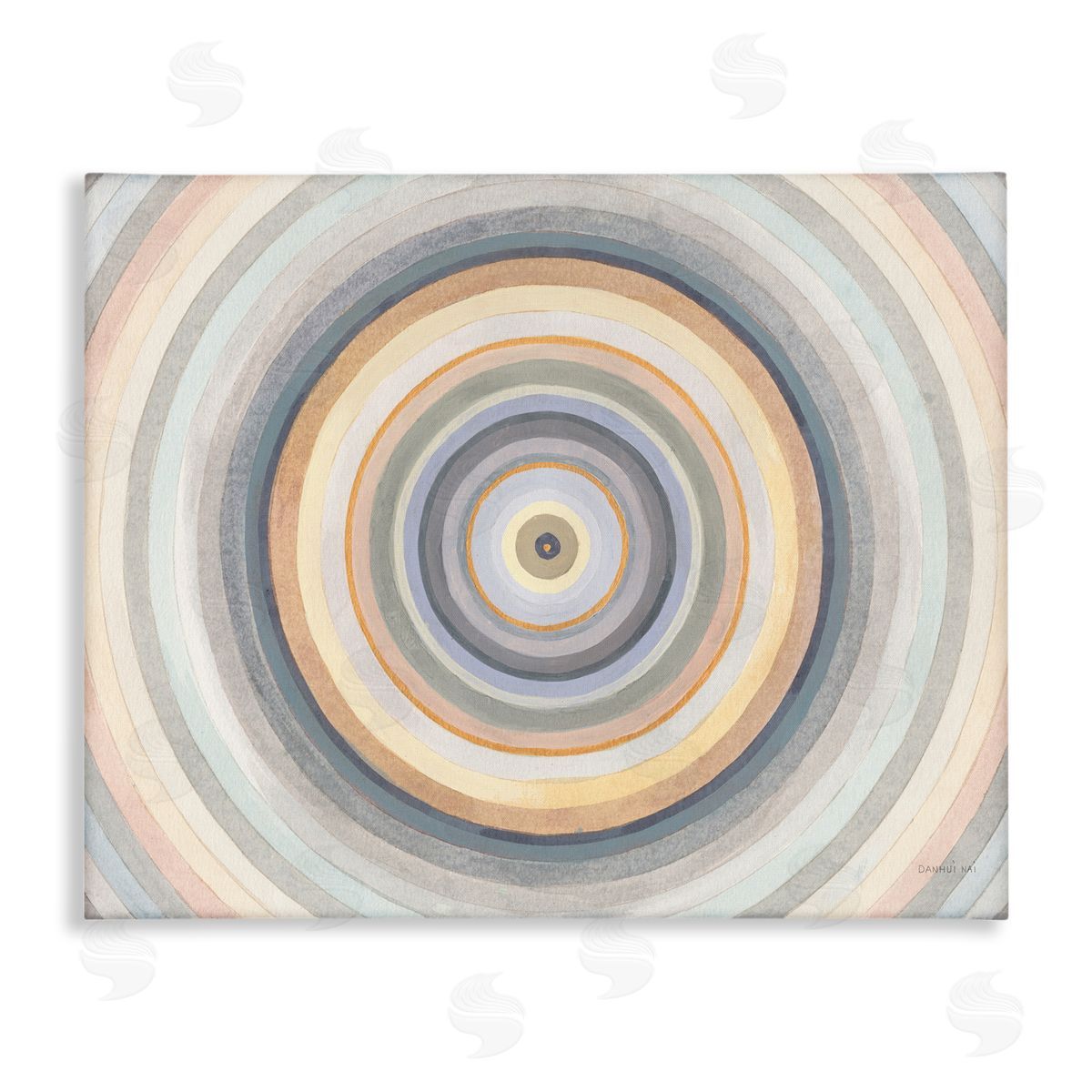 Danhui Nai Cool Tone Circular Rings Abstract Layered Shapes Canvas Wall Art