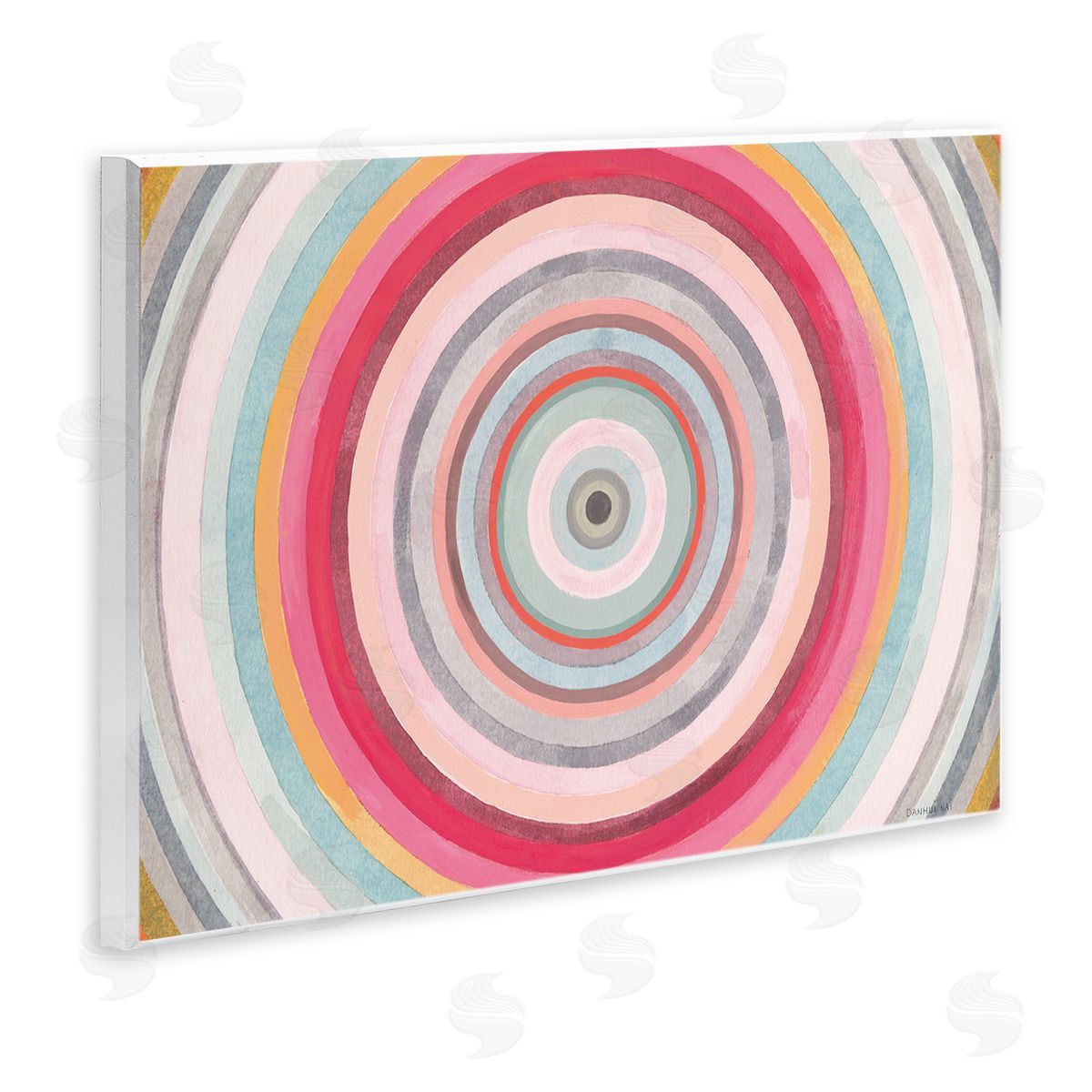 Danhui Nai Warm Tone Abstract Layered Shapes Circular Rings Wall Plaque Art