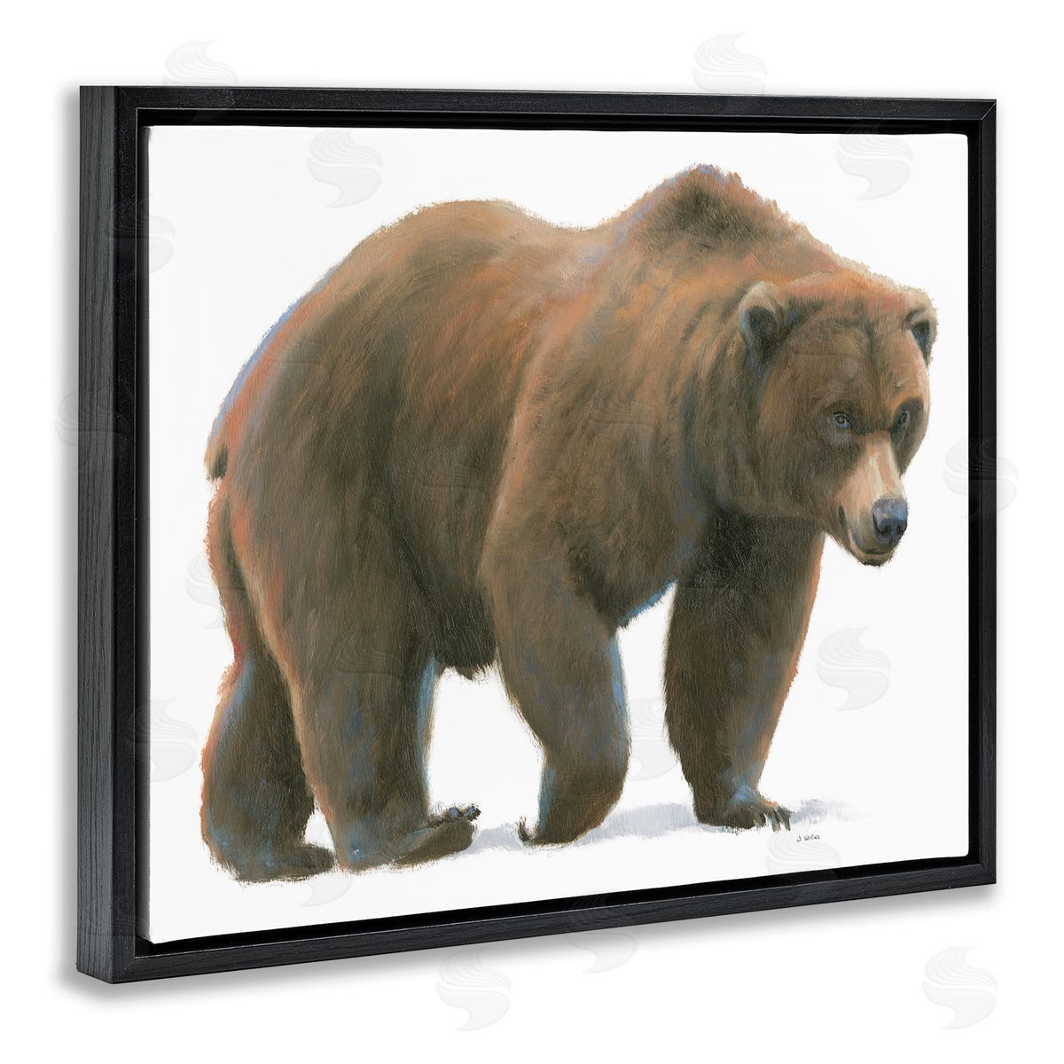 James Wiens Wild Northern Bear Minimal Forest Animal Black Floater Frame Canvas Art