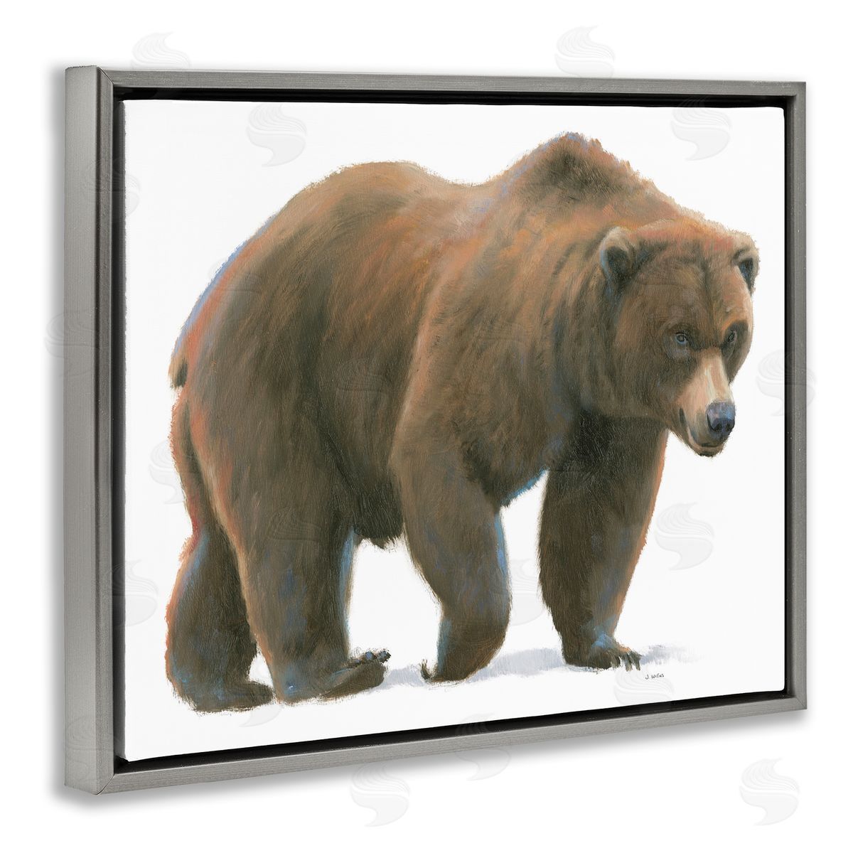 James Wiens Wild Northern Bear Minimal Forest Animal Gray Floater Frame Canvas Art