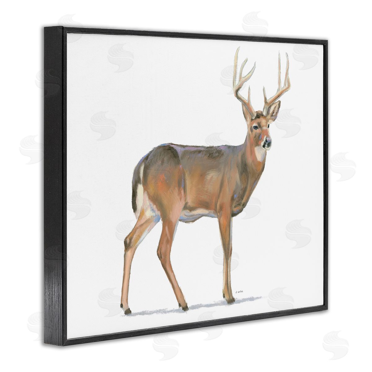 James Wiens Wild Woodland Deer Minimal Rustic Antlers Black Framed Giclee Wall Art