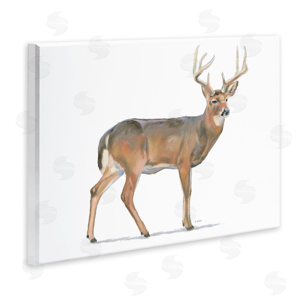 James Wiens Wild Woodland Deer Minimal Rustic Antlers Wall Plaque Art