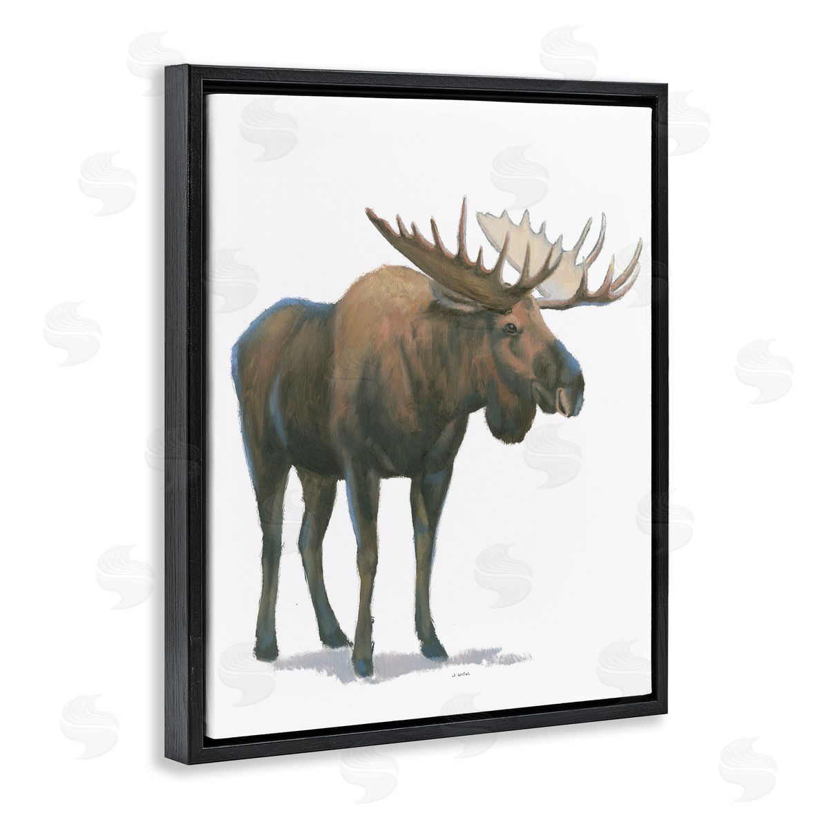 James Wiens Minimal Northern Moose Wild Woodland Animal Black Floater Frame Canvas Art