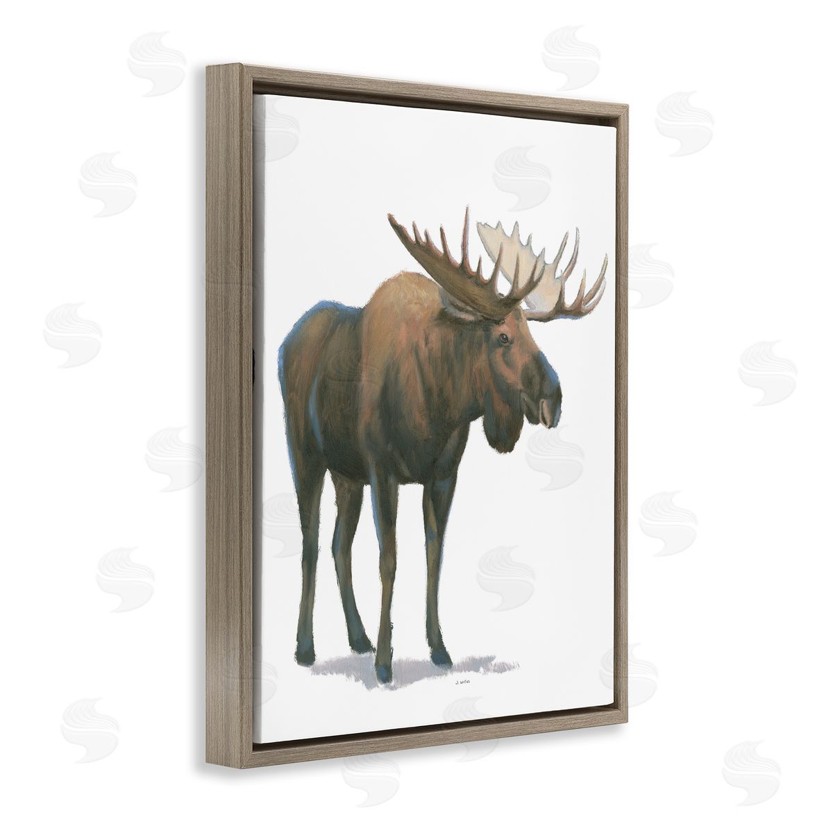 James Wiens Minimal Northern Moose Wild Woodland Animal Brown Floater Frame Canvas Art