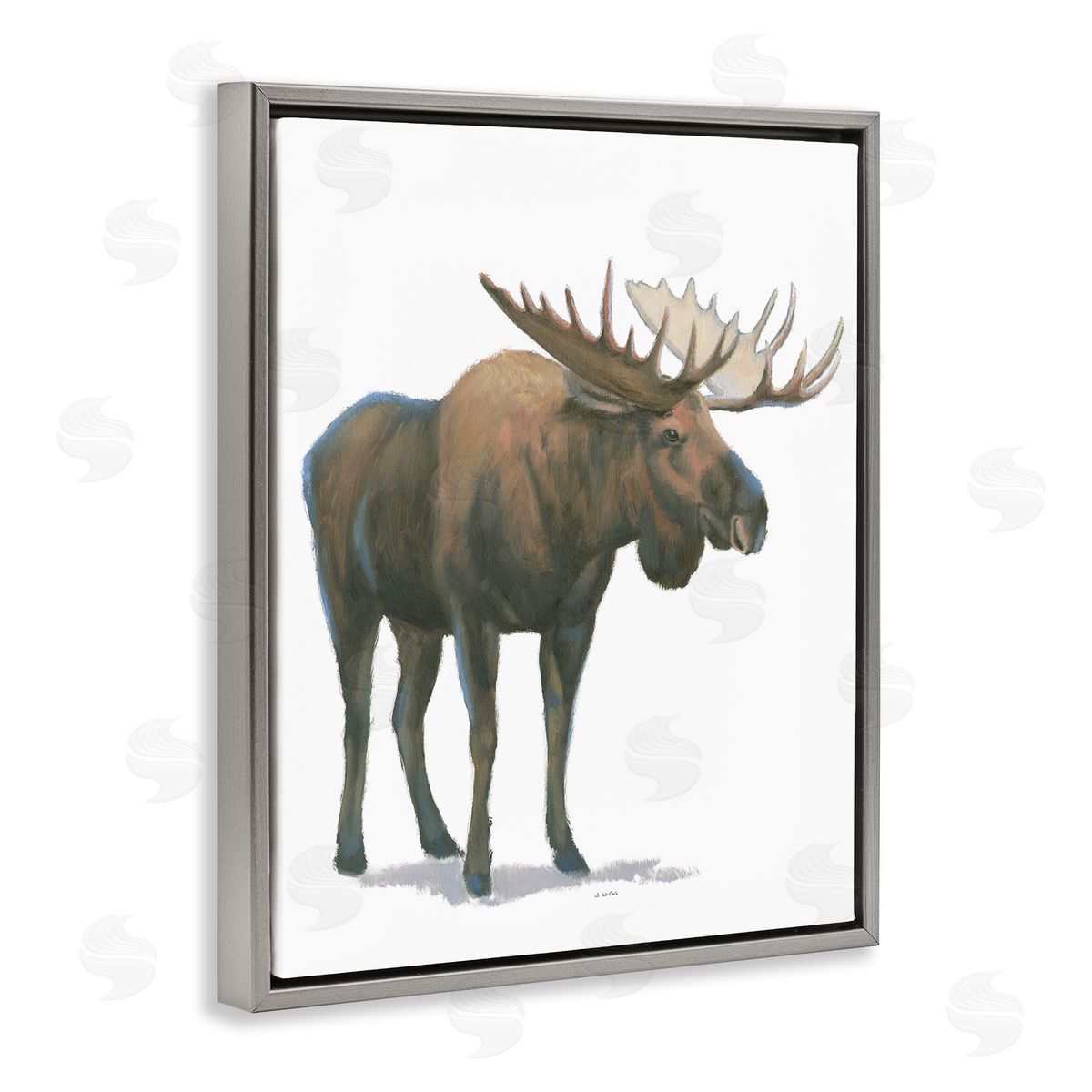 James Wiens Minimal Northern Moose Wild Woodland Animal Gray Floater Frame Canvas Art