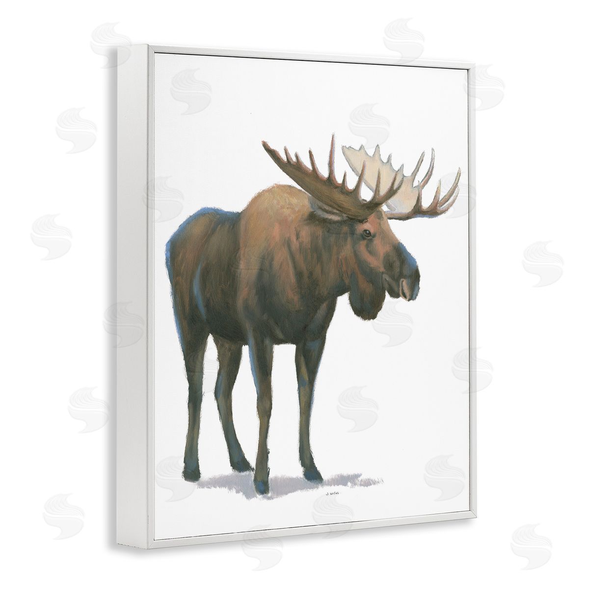James Wiens Minimal Northern Moose Wild Woodland Animal White Framed Giclee Wall Art
