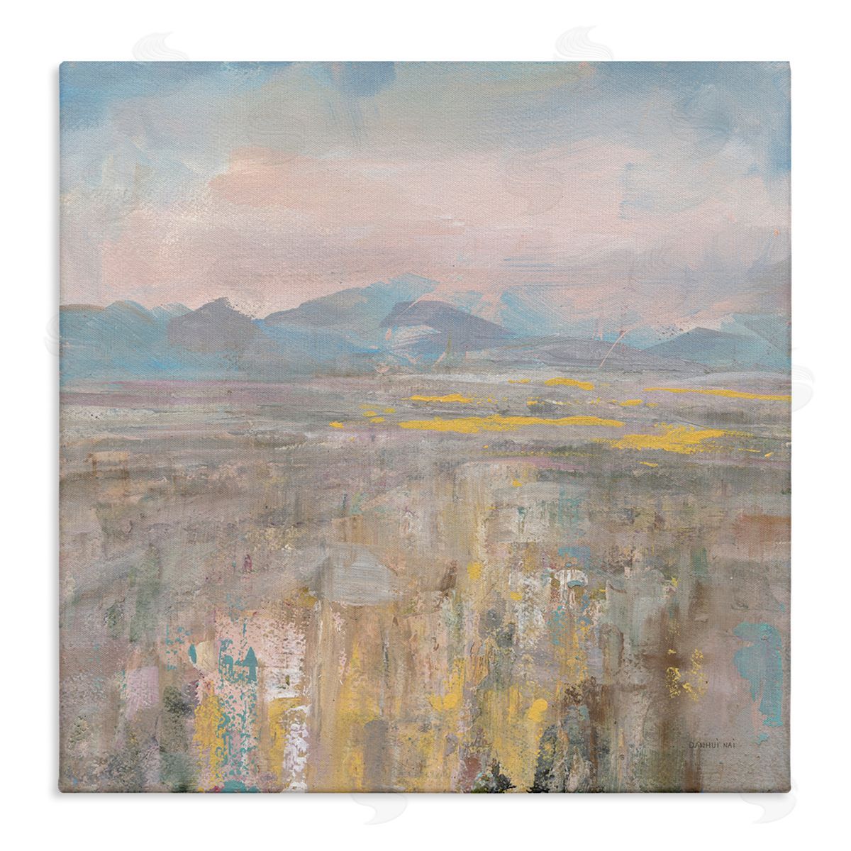 Danhui Nai Abstract Mountain Landscape Soft Blue Brown Pink Canvas Wall Art