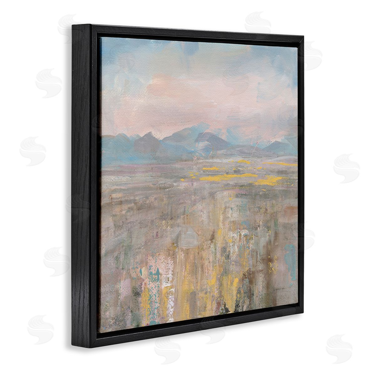 Danhui Nai Abstract Mountain Landscape Soft Blue Brown Pink Black Floater Frame Canvas Art