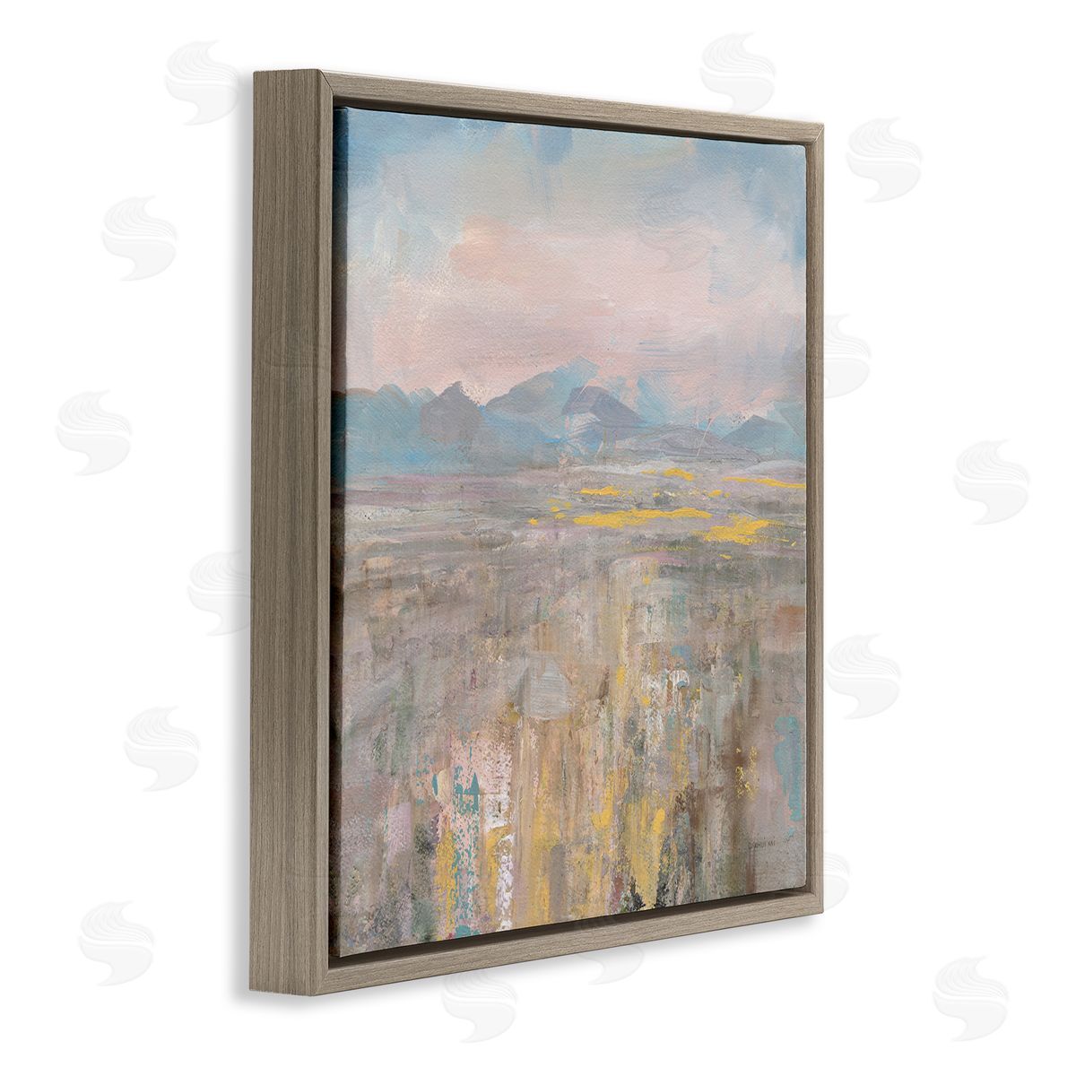 Danhui Nai Abstract Mountain Landscape Soft Blue Brown Pink Brown Floater Frame Canvas Art