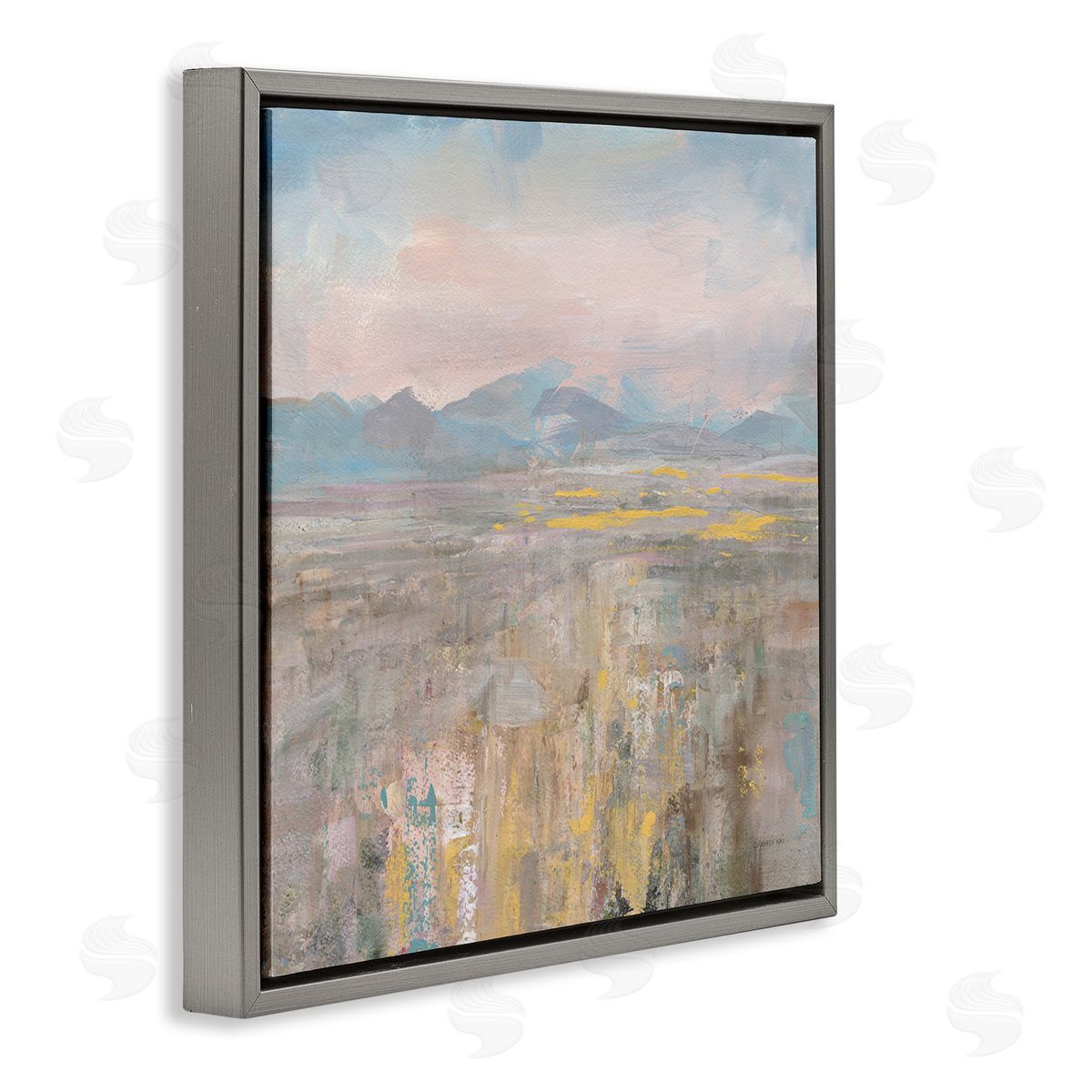 Danhui Nai Abstract Mountain Landscape Soft Blue Brown Pink Gray Floater Frame Canvas Art