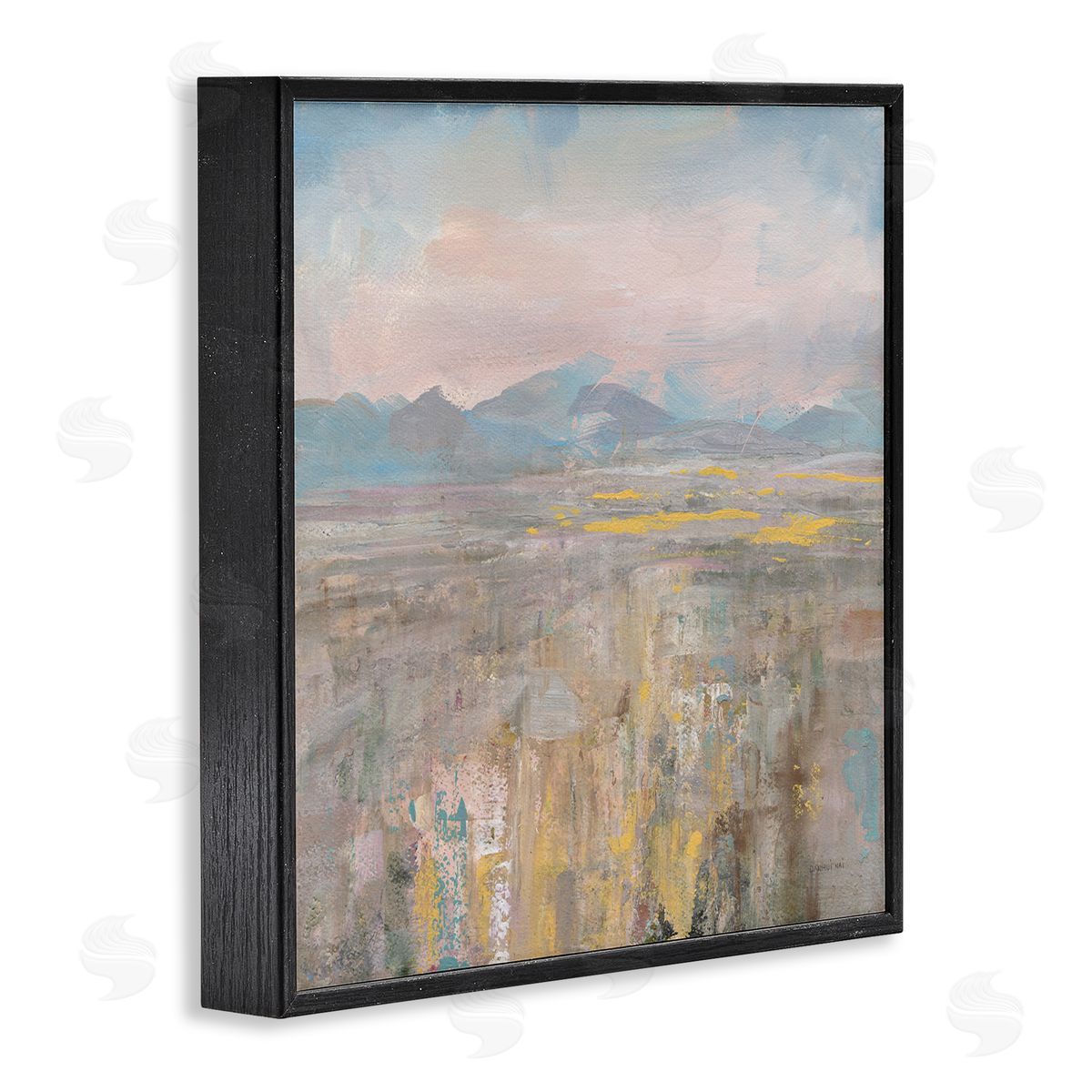 Danhui Nai Abstract Mountain Landscape Soft Blue Brown Pink Black Framed Giclee Wall Art