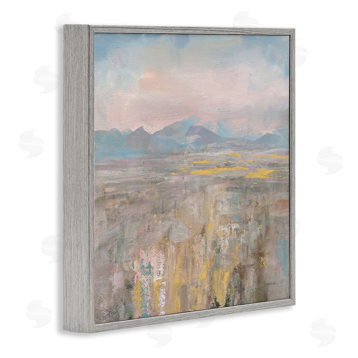 Danhui Nai Abstract Mountain Landscape Soft Blue Brown Pink Gray Framed Giclee Wall Art