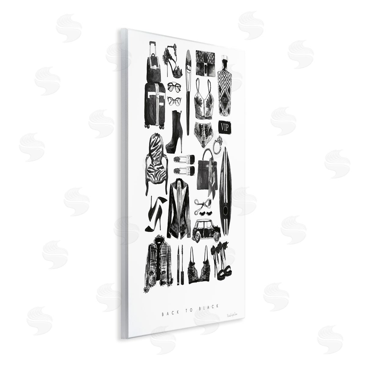 Mercedes Lopez Charro Back to Black Quote Glam Fashion Mood Board Wall Plaque Art