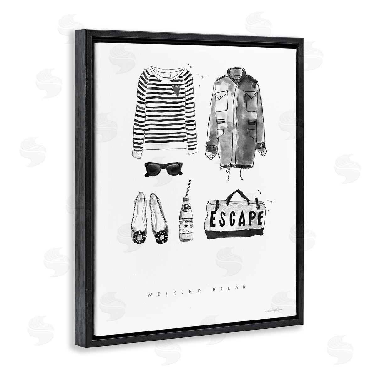 Mercedes Lopez Charro Weekend Break Phrase Glam Fashion Mood Board Black Floater Frame Canvas Art