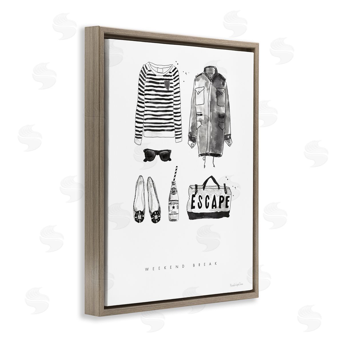 Mercedes Lopez Charro Weekend Break Phrase Glam Fashion Mood Board Brown Floater Frame Canvas Art