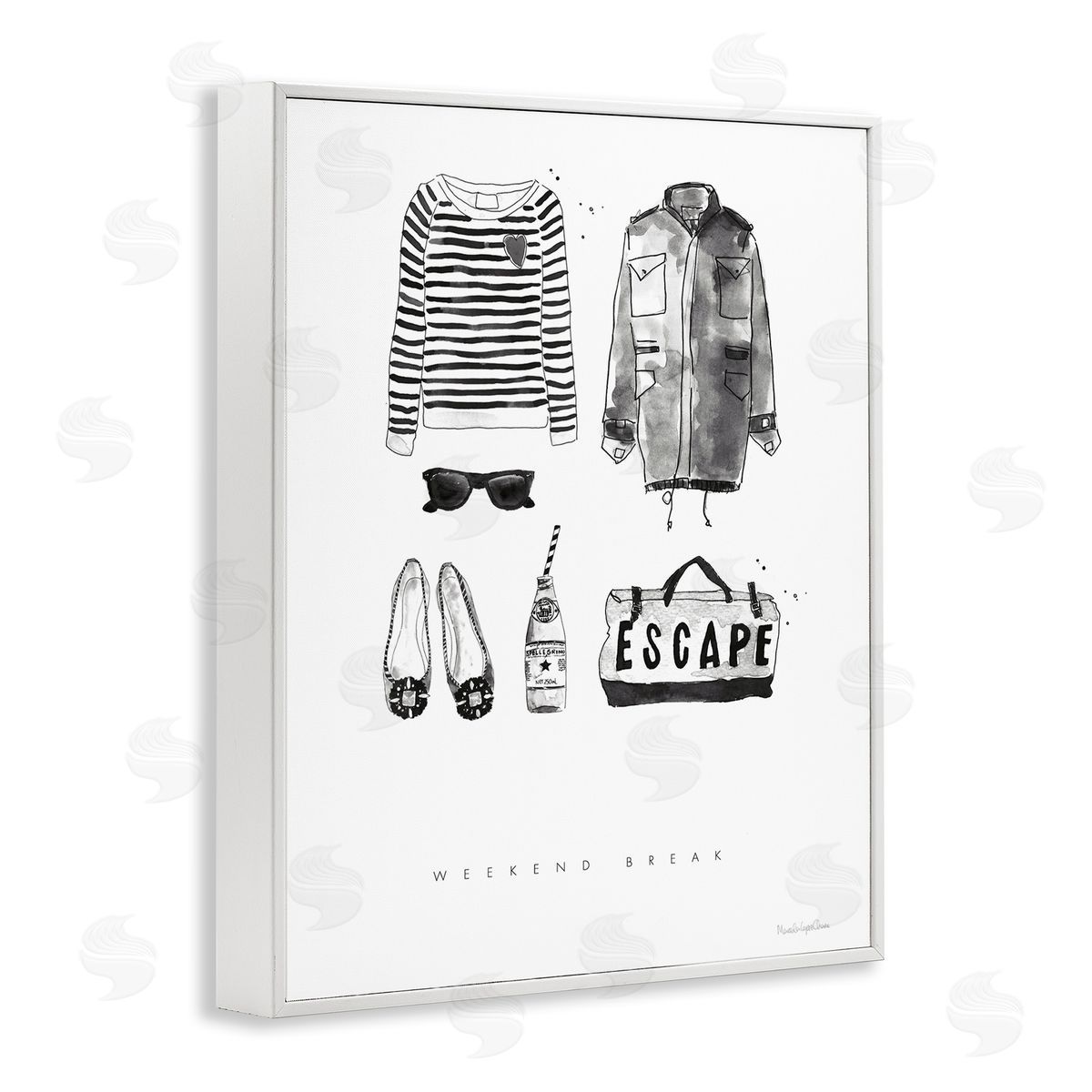 Mercedes Lopez Charro Weekend Break Phrase Glam Fashion Mood Board White Framed Giclee Wall Art