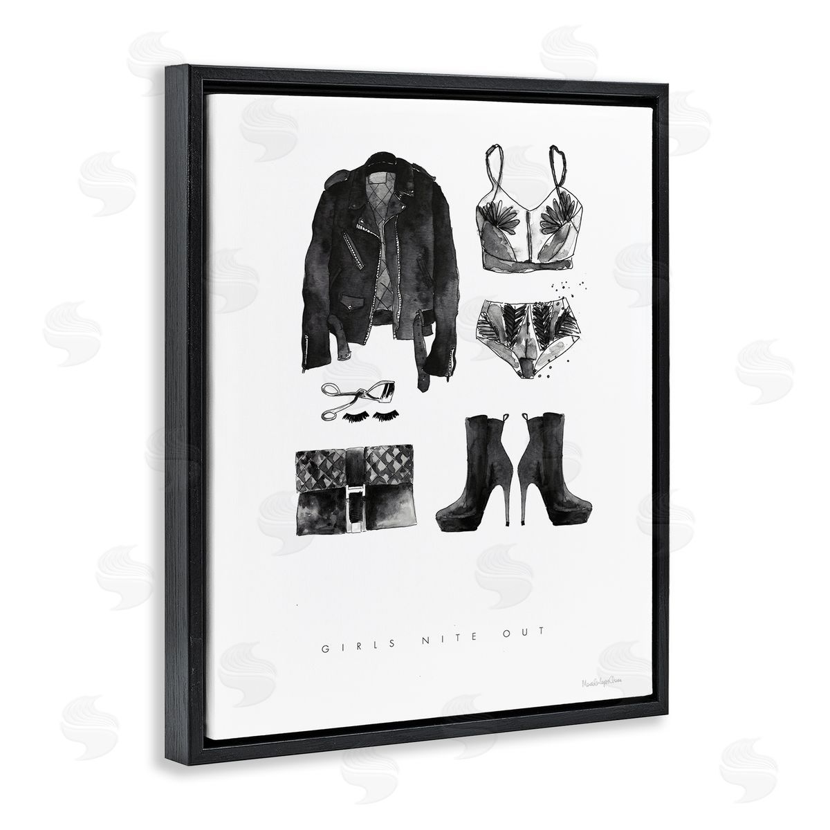 Mercedes Lopez Charro Girls Nite Out Slang Quote Female Fashion Mood Black Floater Frame Canvas Art