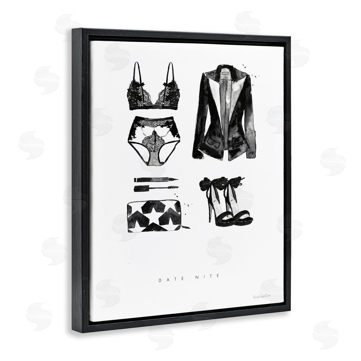 Mercedes Lopez Charro Date Nite Slang Quote Female Fashion Mood Black Floater Frame Canvas Art