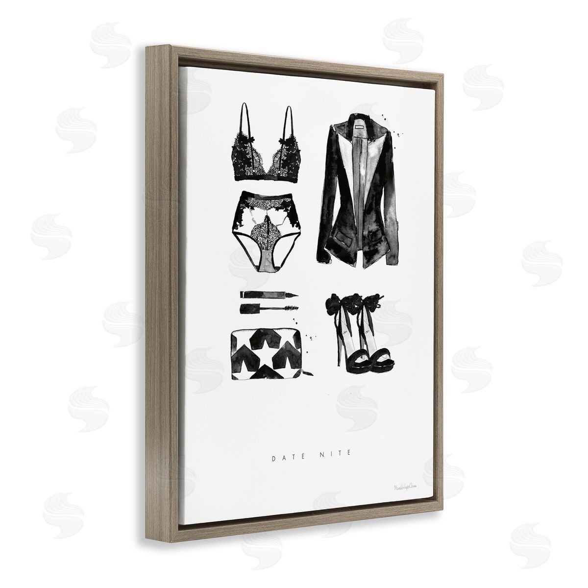 Mercedes Lopez Charro Date Nite Slang Quote Female Fashion Mood Brown Floater Frame Canvas Art