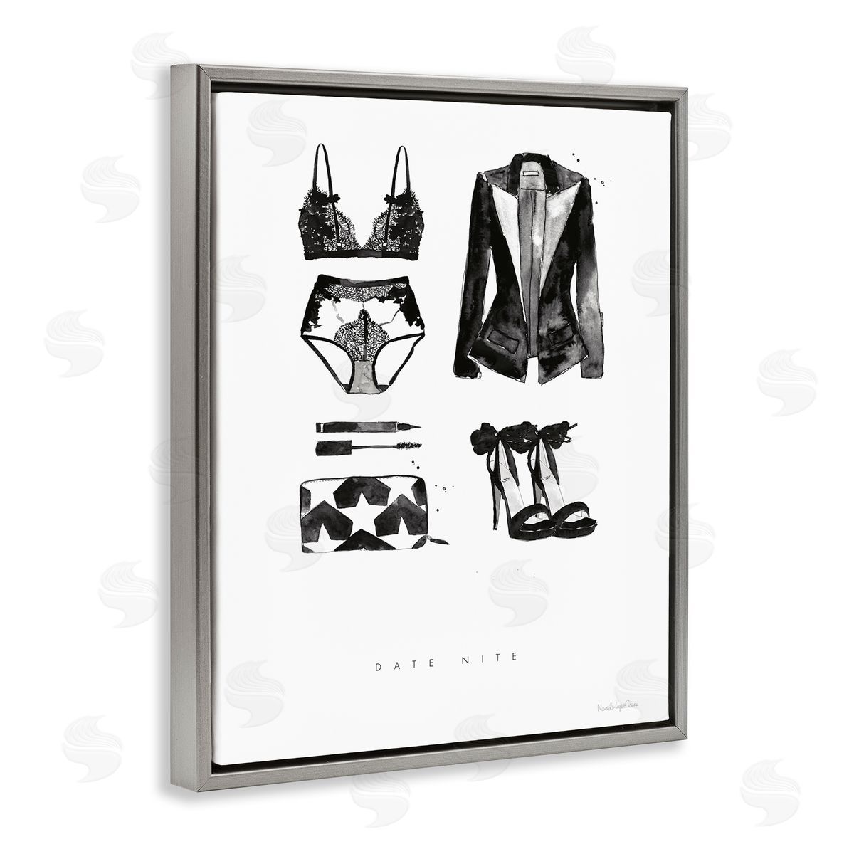 Mercedes Lopez Charro Date Nite Slang Quote Female Fashion Mood Gray Floater Frame Canvas Art