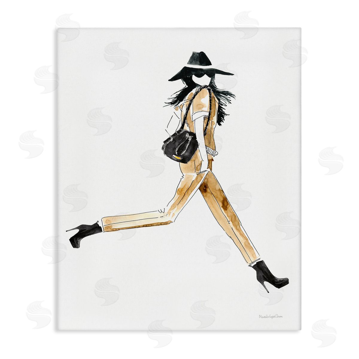 Mercedes Lopez Charro High Profile Fashion Female Glam Walking Pose Canvas Wall Art