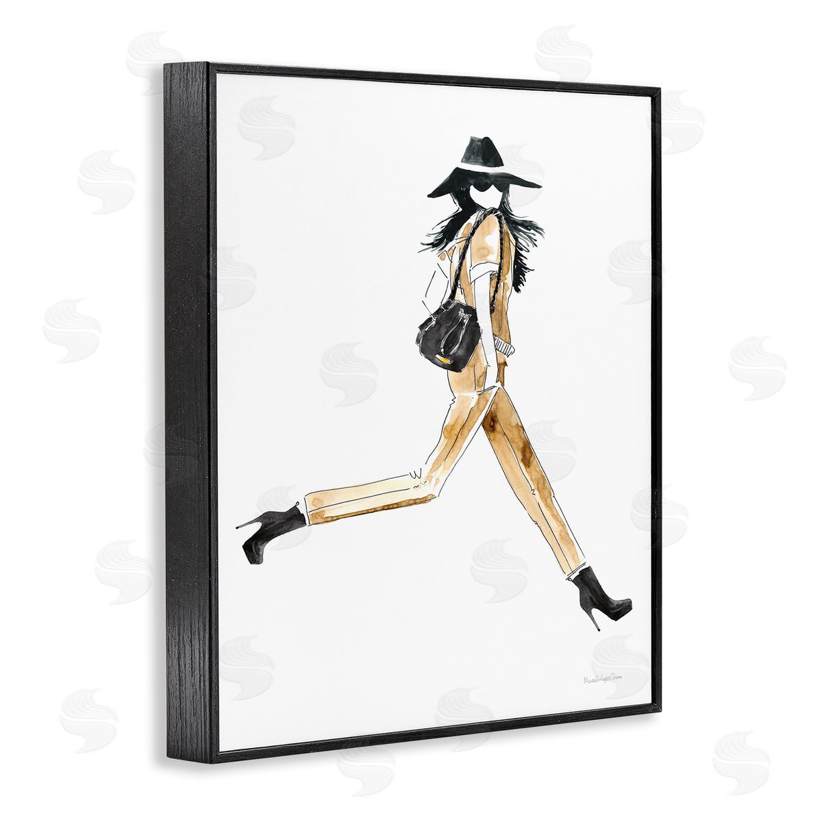 Mercedes Lopez Charro High Profile Fashion Female Glam Walking Pose Black Framed Giclee Wall Art