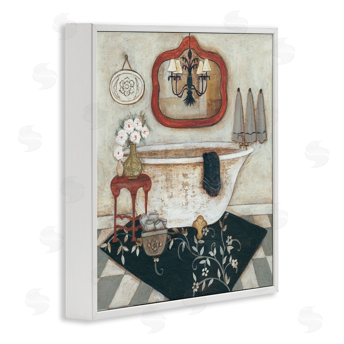 R. Rig Bathroom Interior Soft Vintage Home Charm White Framed Giclee Wall Art