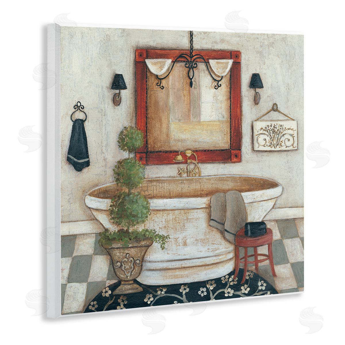 R. Rig Chic Bathroom Interior Traditional Home Charm Wall Plaque Art