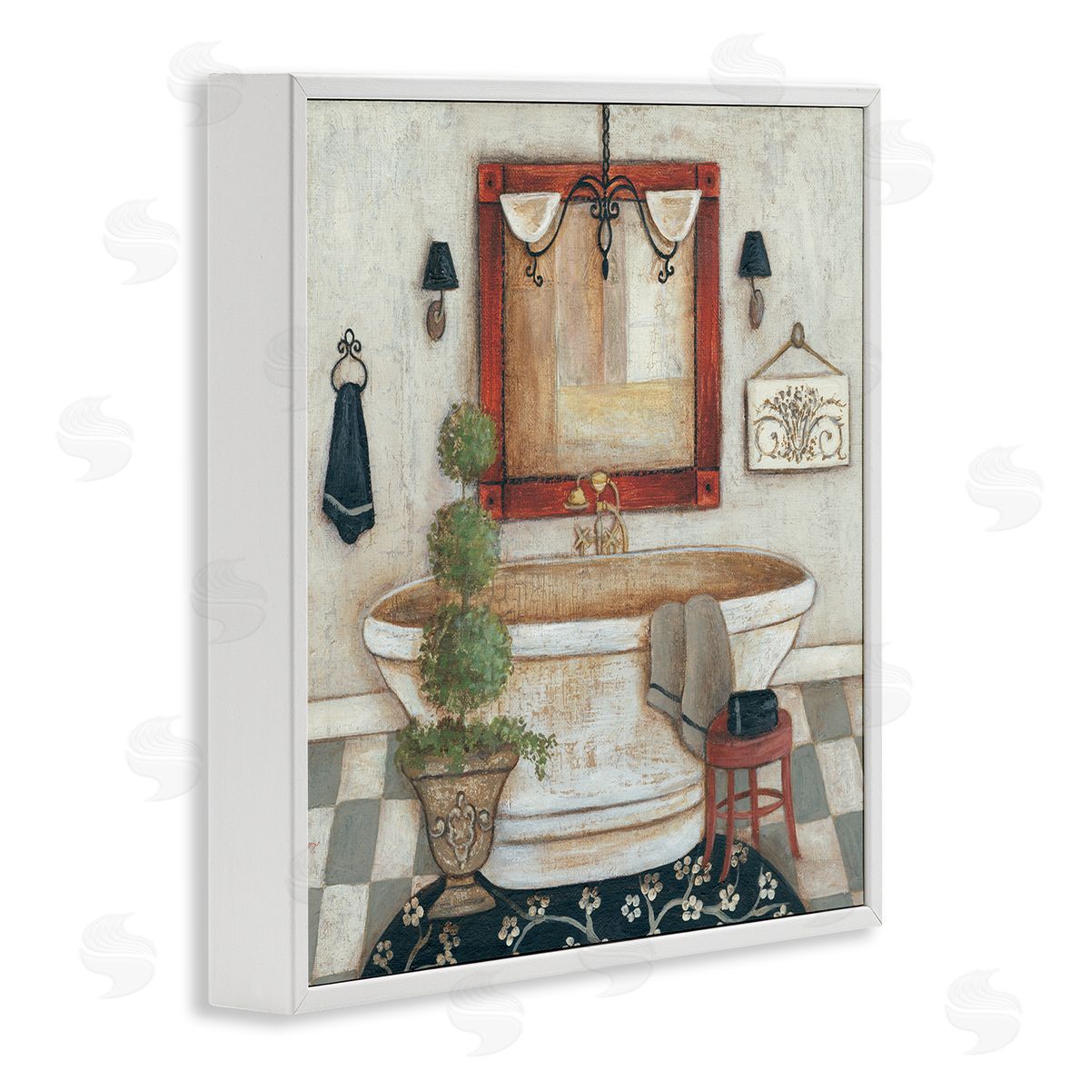 R. Rig Chic Bathroom Interior Traditional Home Charm White Framed Giclee Wall Art