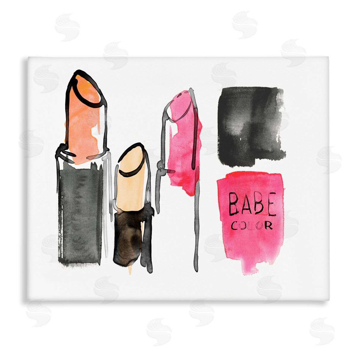 Jennifer Paxton Parker Watercolor Pink Cosmetics Abstract Fashion Still Life Canvas Wall Art