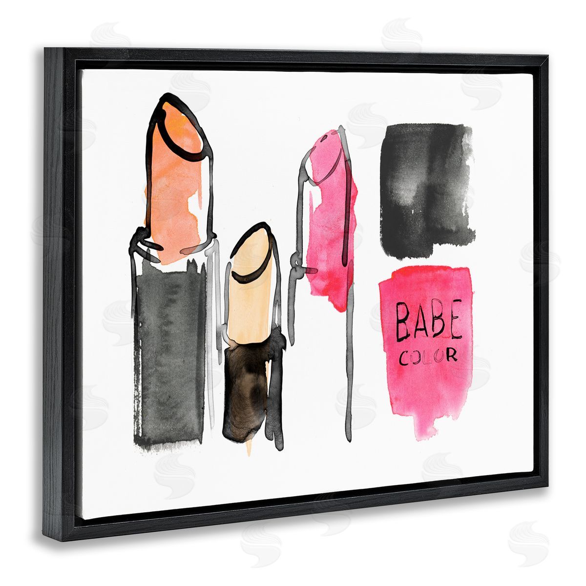 Jennifer Paxton Parker Watercolor Pink Cosmetics Abstract Fashion Still Life Black Floater Frame Canvas Art
