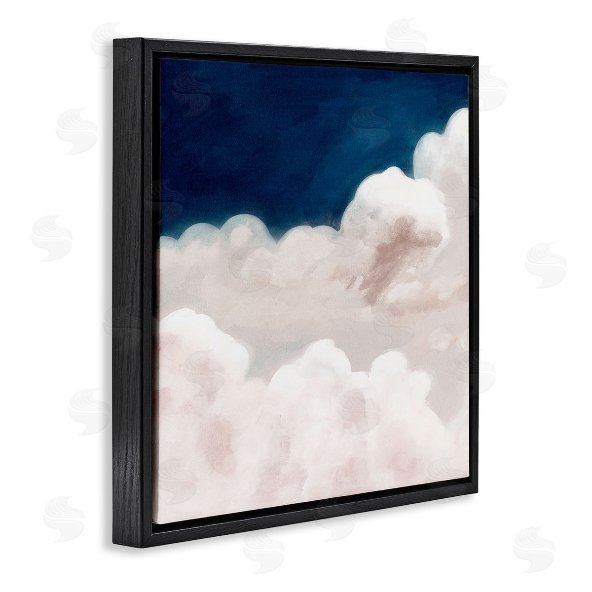 Studio W White Clouds Meet Deep Blue Night Sky Black Floater Frame Canvas Art