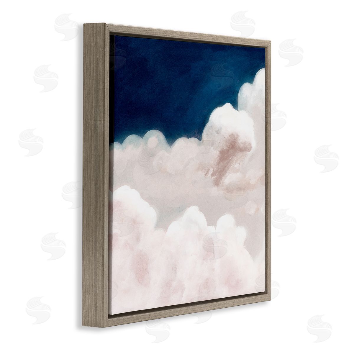 Studio W White Clouds Meet Deep Blue Night Sky Brown Floater Frame Canvas Art