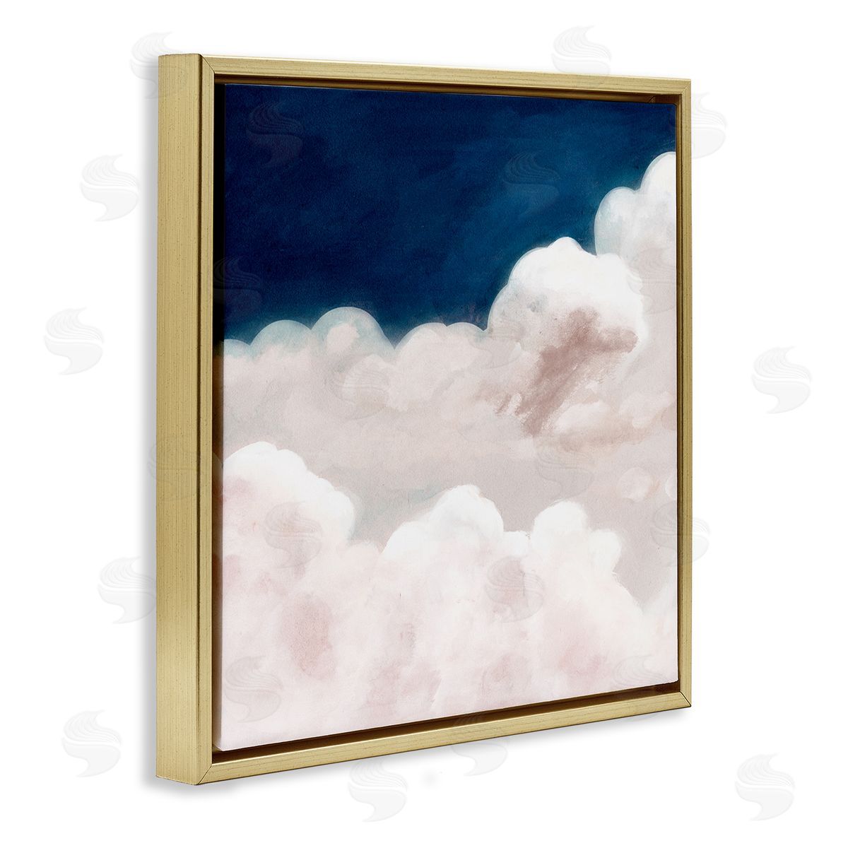 Studio W White Clouds Meet Deep Blue Night Sky Gold Floater Frame Canvas Art