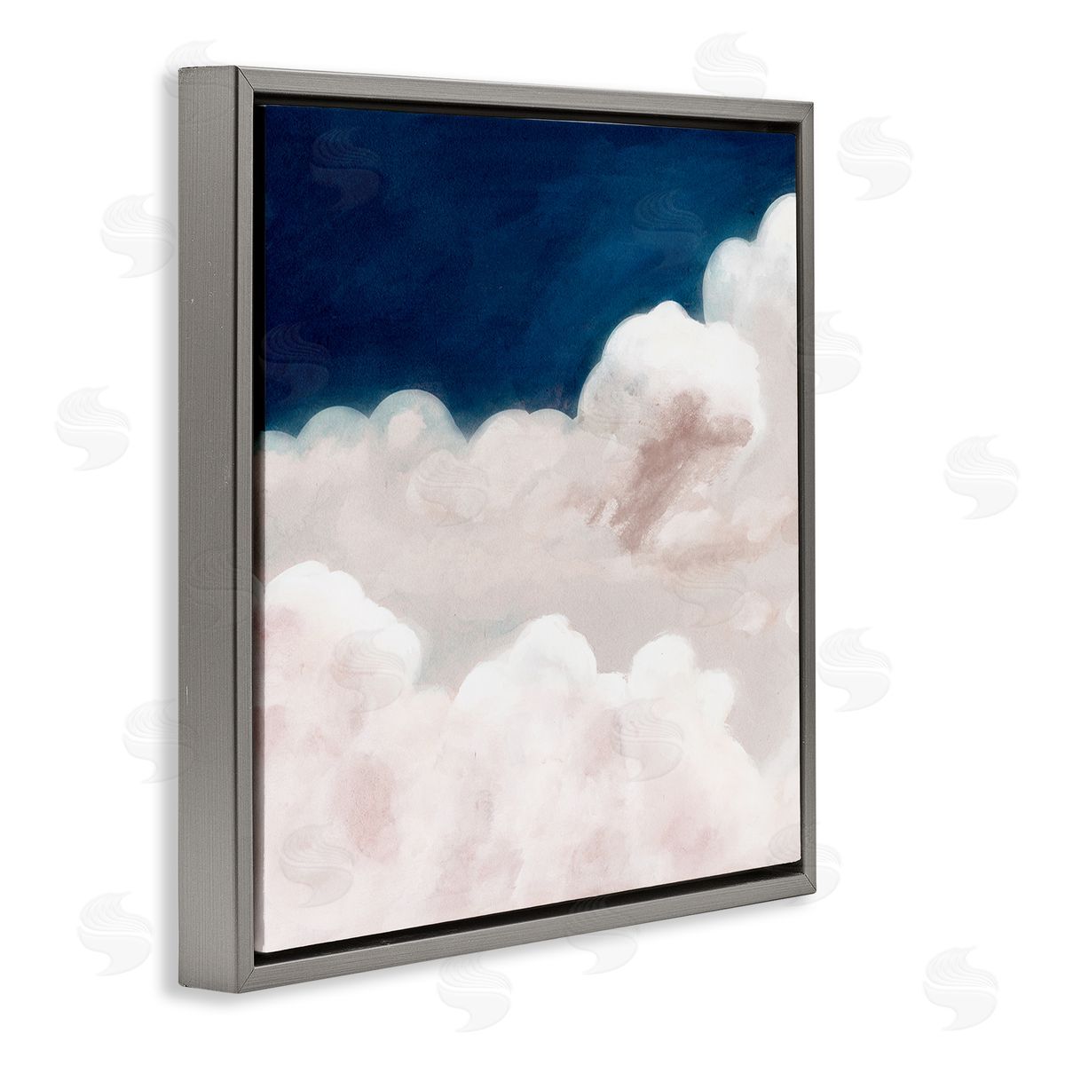 Studio W White Clouds Meet Deep Blue Night Sky Gray Floater Frame Canvas Art
