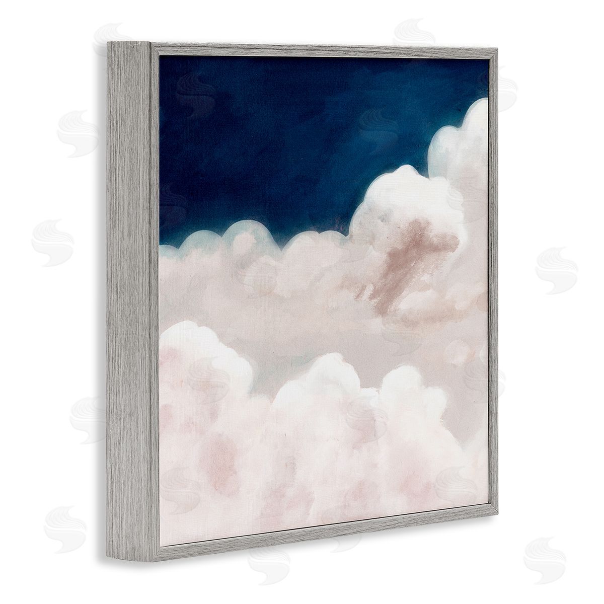 Studio W White Clouds Meet Deep Blue Night Sky Gray Framed Giclee Wall Art