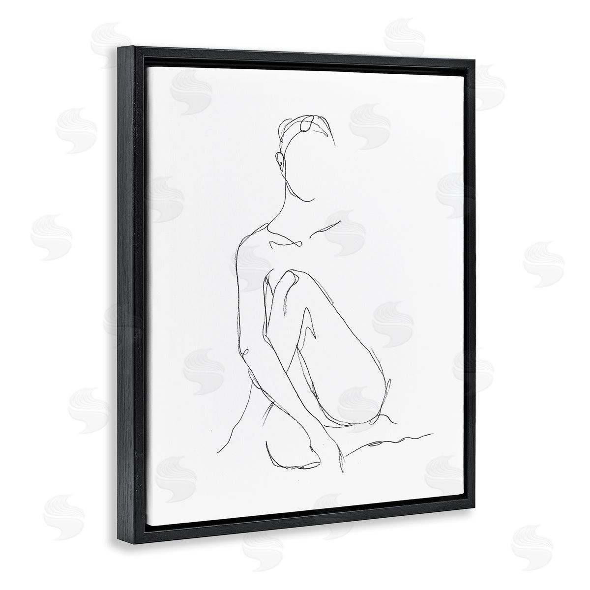 Ethan Harper Minimal Female Figure Drawing Contour Linework Black Floater Frame Canvas Art