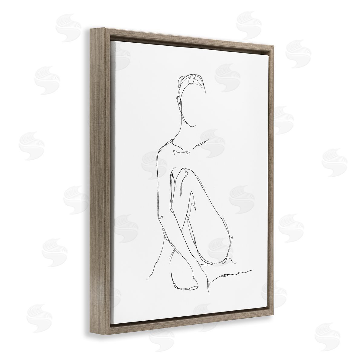 Ethan Harper Minimal Female Figure Drawing Contour Linework Brown Floater Frame Canvas Art