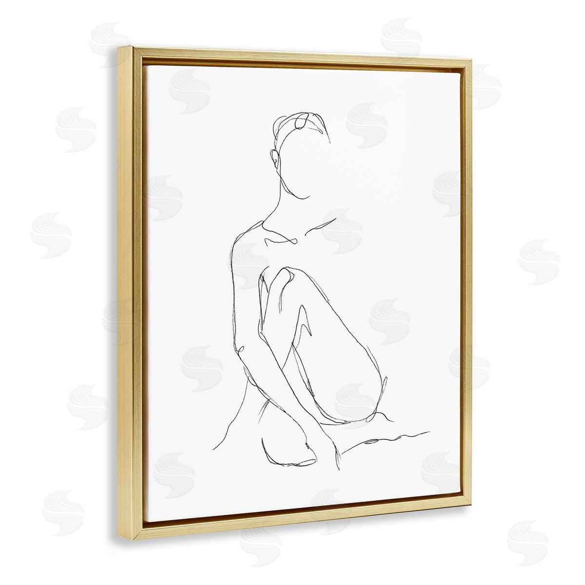 Ethan Harper Minimal Female Figure Drawing Contour Linework Gold Floater Frame Canvas Art