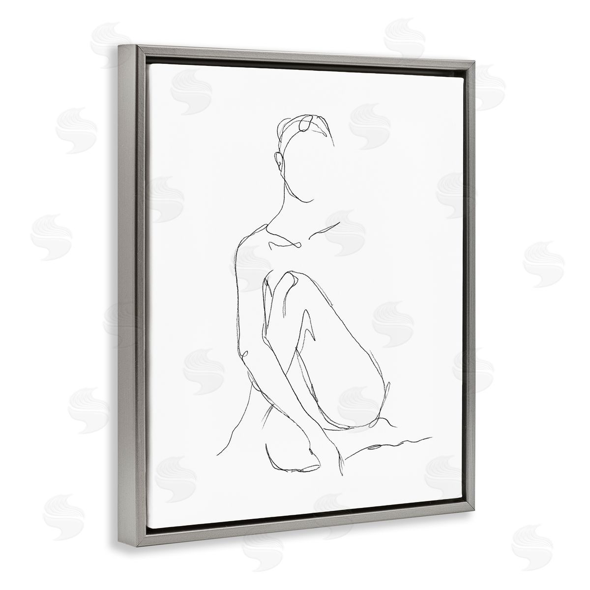 Ethan Harper Minimal Female Figure Drawing Contour Linework Gray Floater Frame Canvas Art