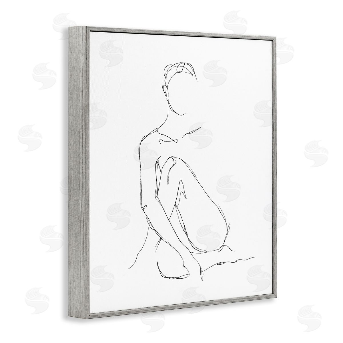 Ethan Harper Minimal Female Figure Drawing Contour Linework Gray Framed Giclee Wall Art