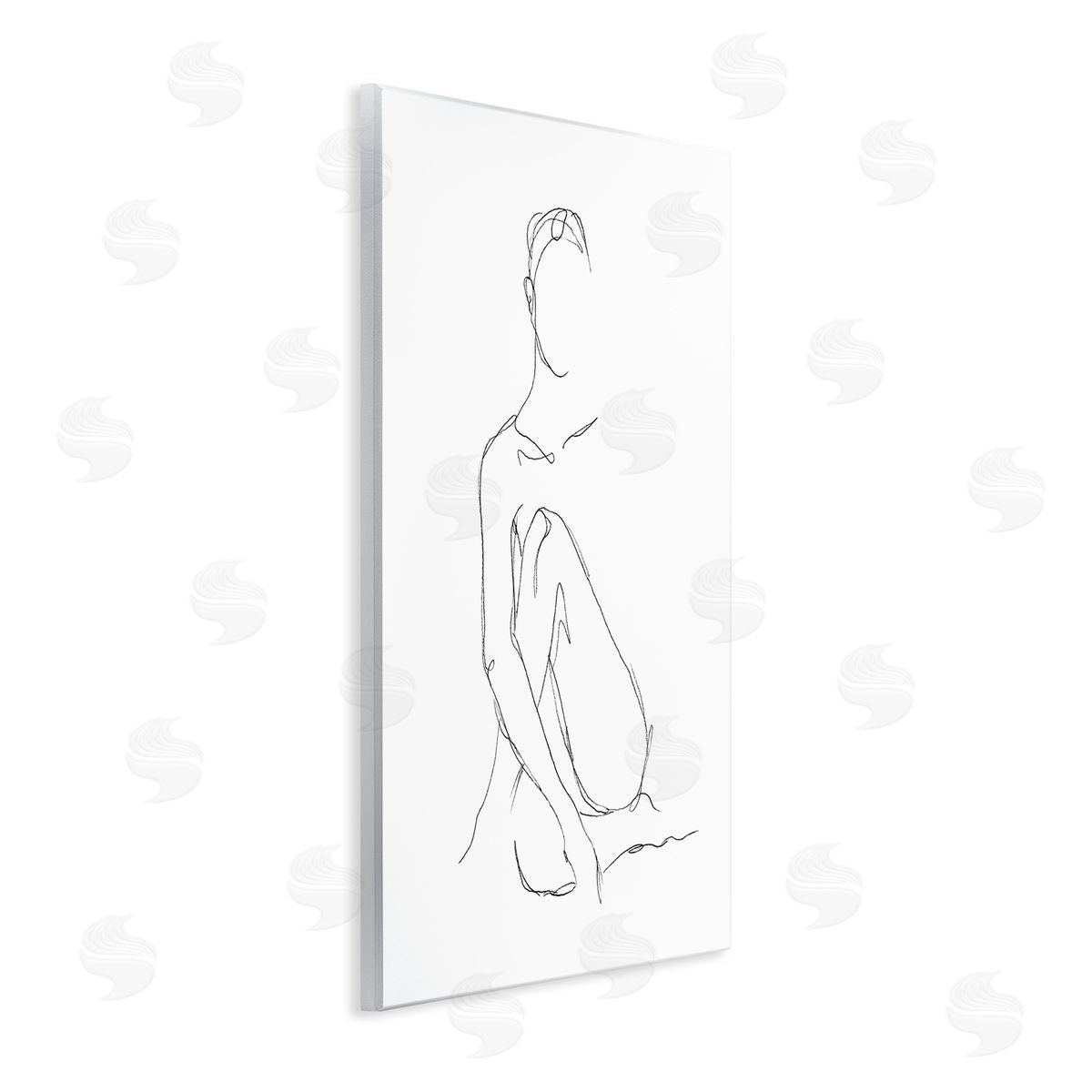 Ethan Harper Minimal Female Figure Drawing Contour Linework Wall Plaque Art