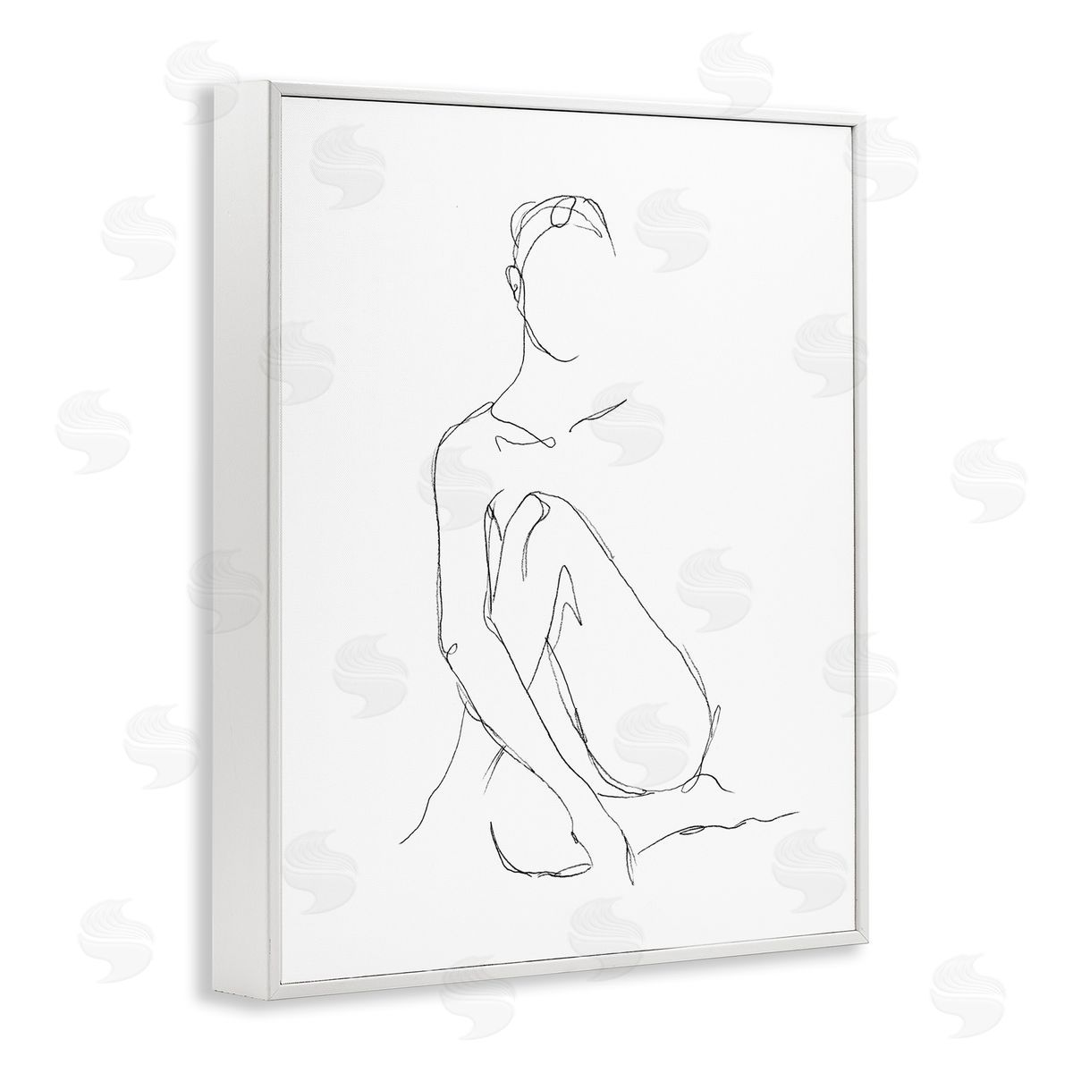 Ethan Harper Minimal Female Figure Drawing Contour Linework White Framed Giclee Wall Art