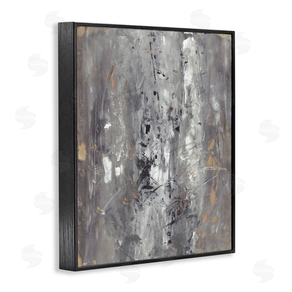 Joyce Combs Ancient Mark Inspired Abstraction Grey Brown Design Black Framed Giclee Wall Art