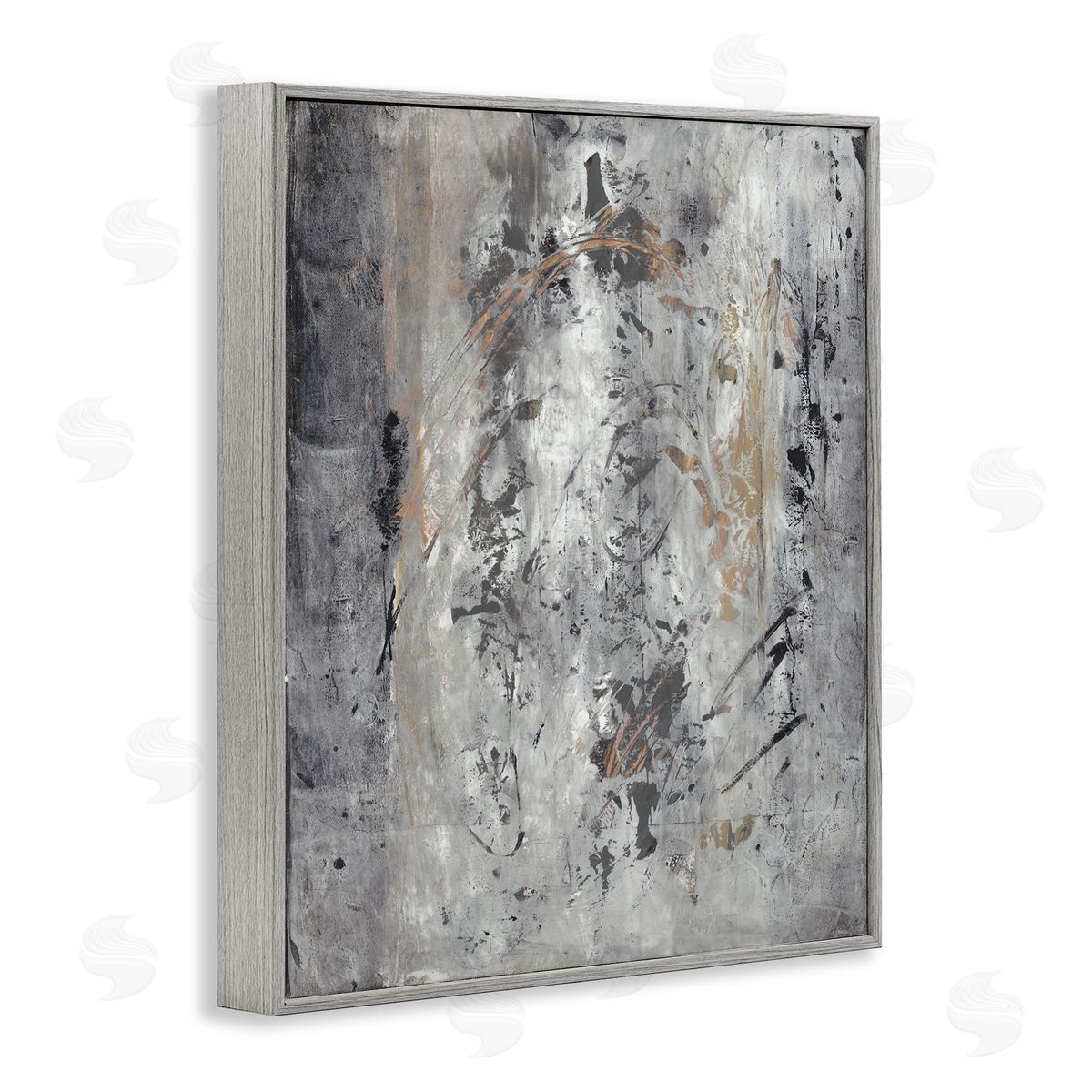 Joyce Combs Ancient Brush Stroke Abstract Black Brown Grey  Gray Framed Giclee Wall Art