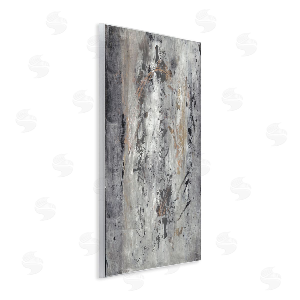 Joyce Combs Ancient Brush Stroke Abstract Black Brown Grey  Wall Plaque Art