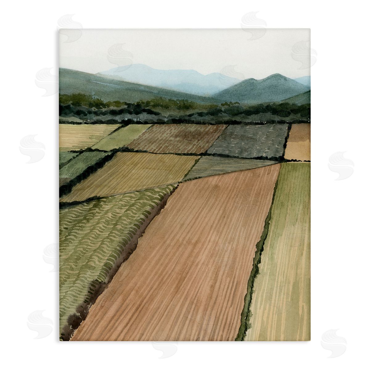 Grace Popp Countryside Crop Fields Green Mountain Landscape Canvas Wall Art