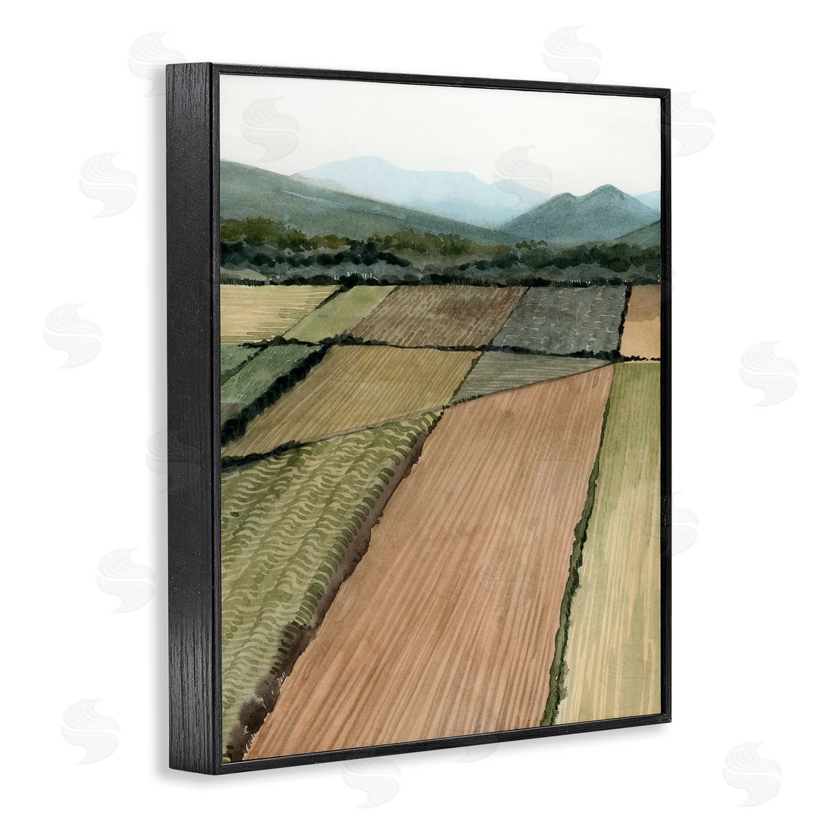 Grace Popp Countryside Crop Fields Green Mountain Landscape Black Framed Giclee Wall Art